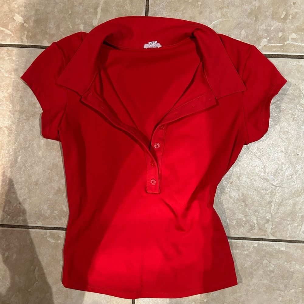 Garage Red Button Down Women's Shirt